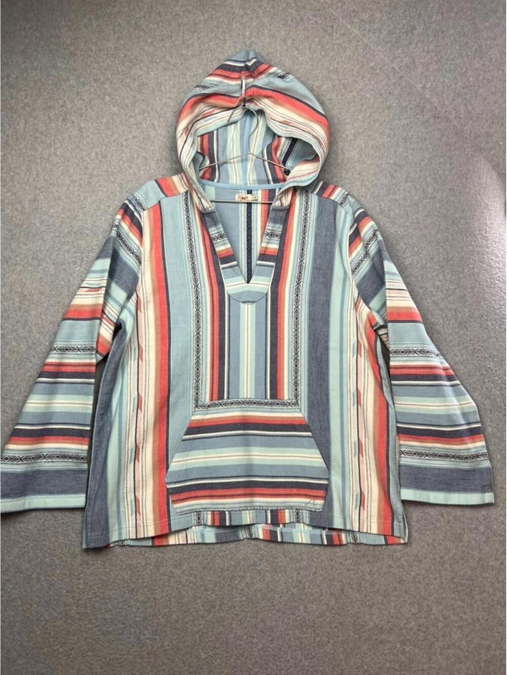 Faherty Baja Poncho Hoodie Sierra Paradise Striped Organic Cotton Beach Surf Xl